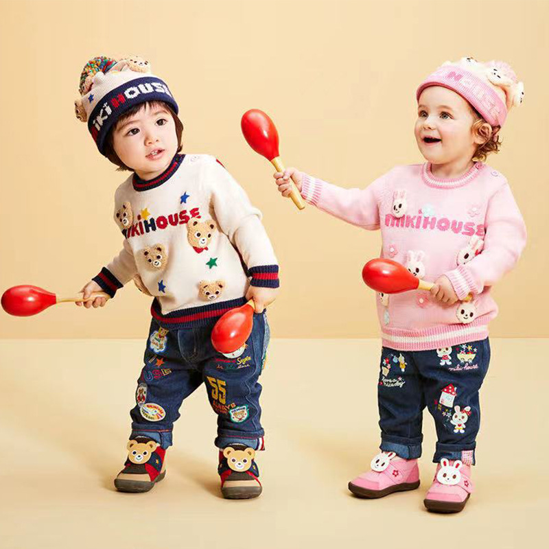 【 In Stock 】 Haute couture MIKI22 Autumn/Winter trendy brand braided yarn embroidered five-bear and five-rabbit color-blocking pullover sweater pic 16