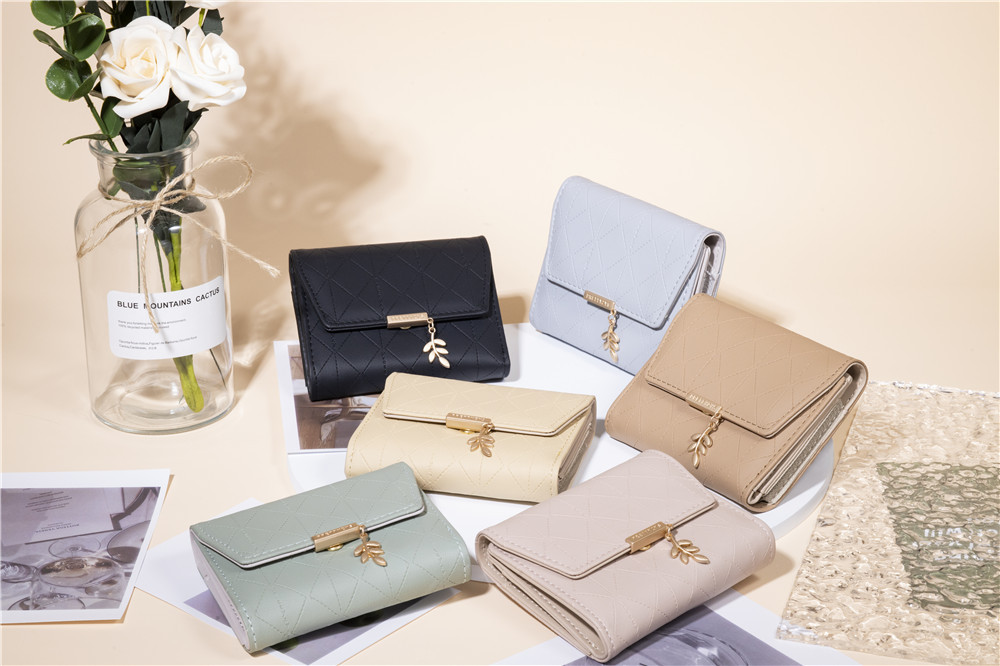 普瑞蒂钱包女新款日韩版小清新折叠搭扣拉链短款钱夹多功能零钱包详情2