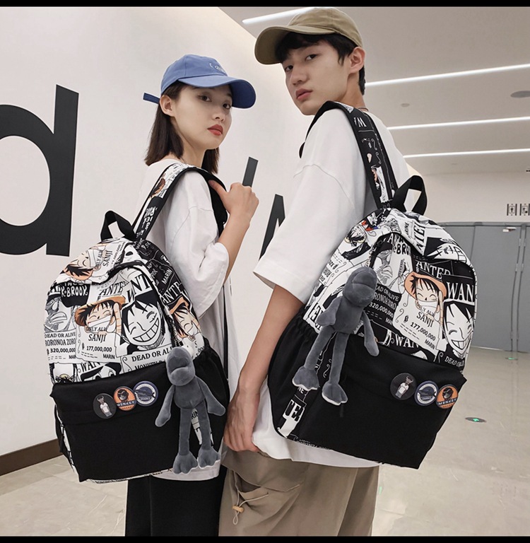 2023新款书包大容量时尚百搭双肩包初高中生情侣简约校园风双肩包详情13