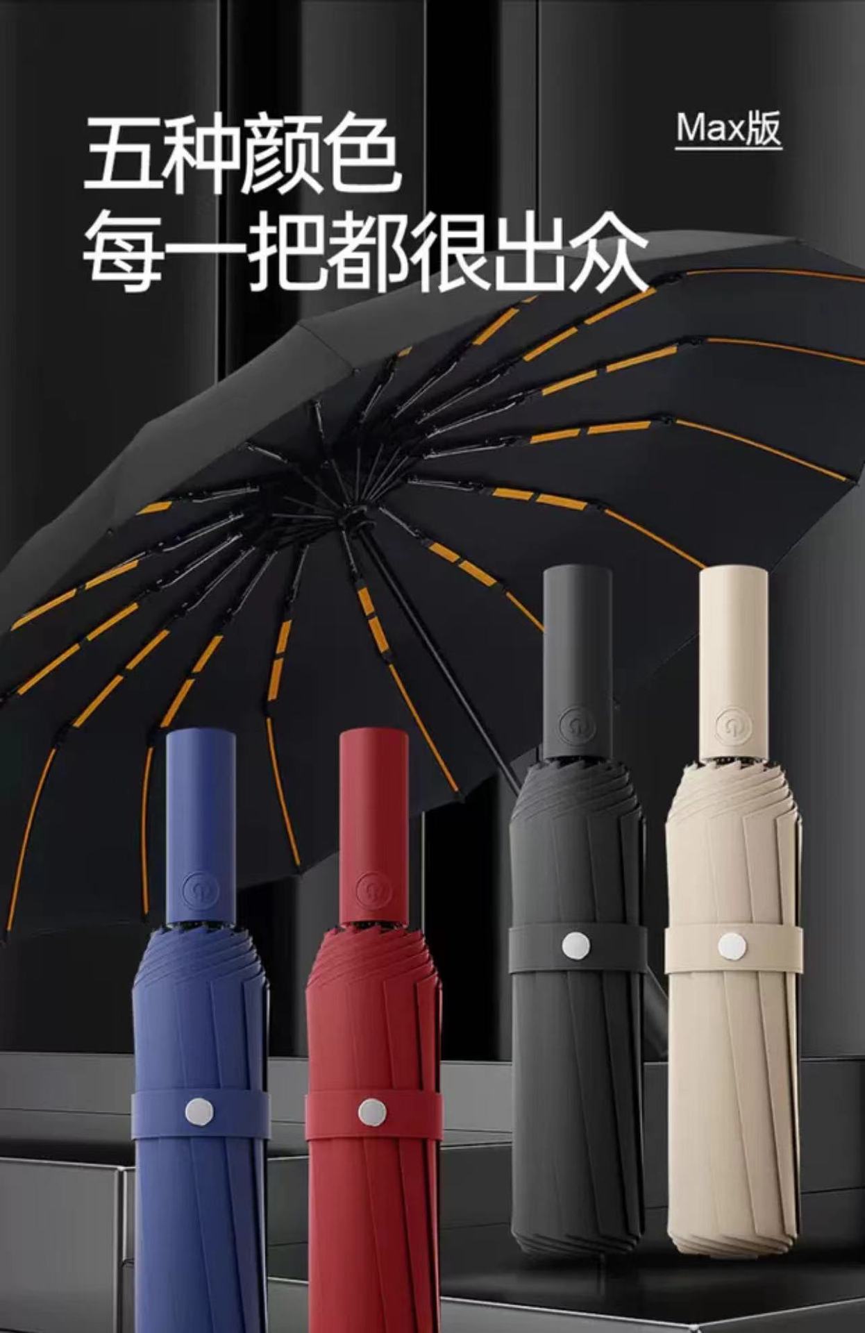 256骨全自动雨伞大号遮阳伞男黑胶加大加固抗风暴晴雨两用广告伞详情23