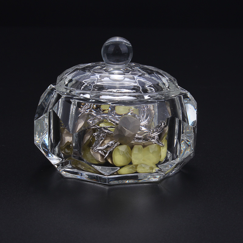 Cross-border exclusive glass crystal cups with LIDS for nail art, irregular-shaped crystal cups, and special octagonal cups for holding crystal liquid pic 25