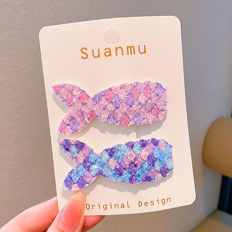 Children's cute mermaid sequined bangs hair clips, bb clips, little girl princess broken hair clips, children's back head headwear pic 10