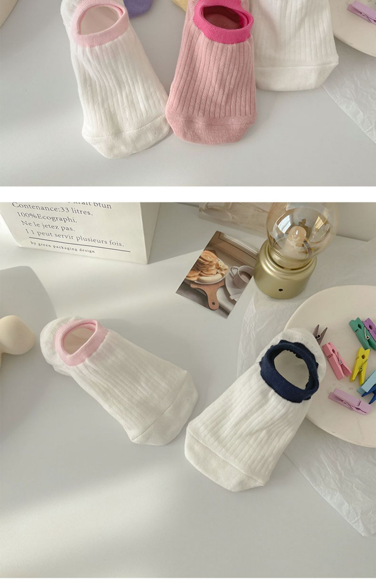 隐形袜子女船袜夏季薄款糖果色抽条棉浅口短袜罗口拼色马卡龙船袜详情5