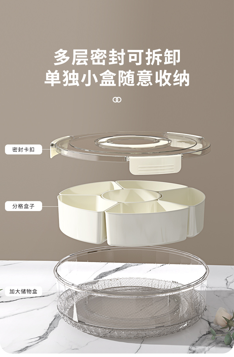 Six-compartment kitchen sealed spice storage box with handle, transparent dried fruit snack plate, large-capacity refrigerator fresh-keeping box pic 14