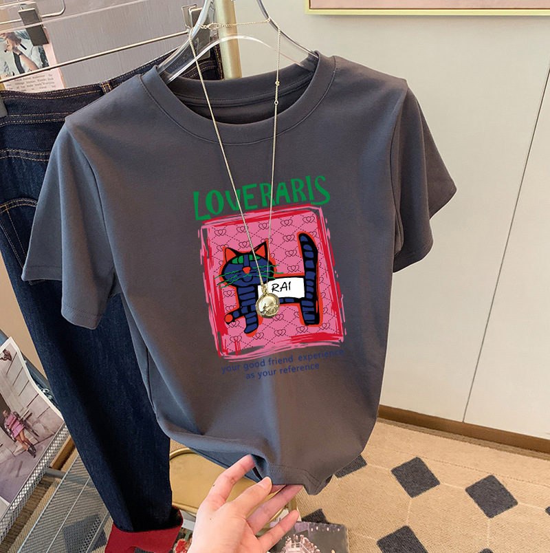 圆领短袖T恤女2025夏季新款精梳棉时尚百搭洋气减龄宽松显瘦ins潮详情22