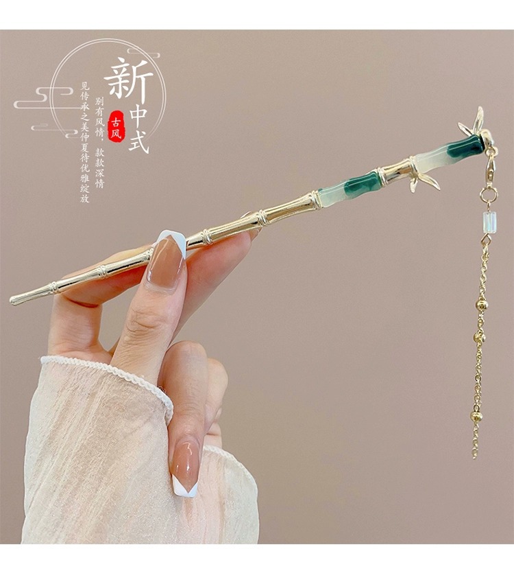 Chinese-style and trendy horse face dress accessories, hairpins, high-end feel, new Chinese-style temperament, hairpins at the back of the head, Chinese-style simple and elegant step shaking hair accessories pic 42