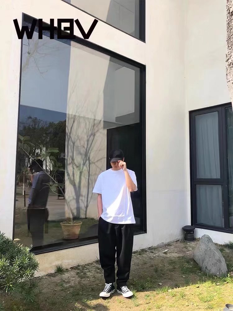 胚衫夏季新款纯色短袖t恤男韩版潮流港风白色半袖打底衫详情15