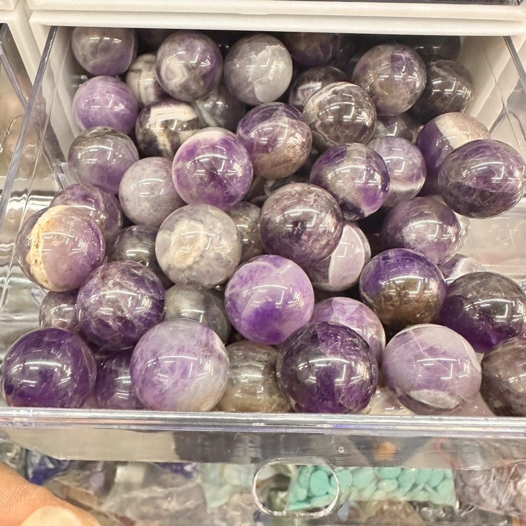 批发天然石水晶玛瑙20mm圆球无孔diy珠石头圆珠珠子珠宝配饰配件详情4