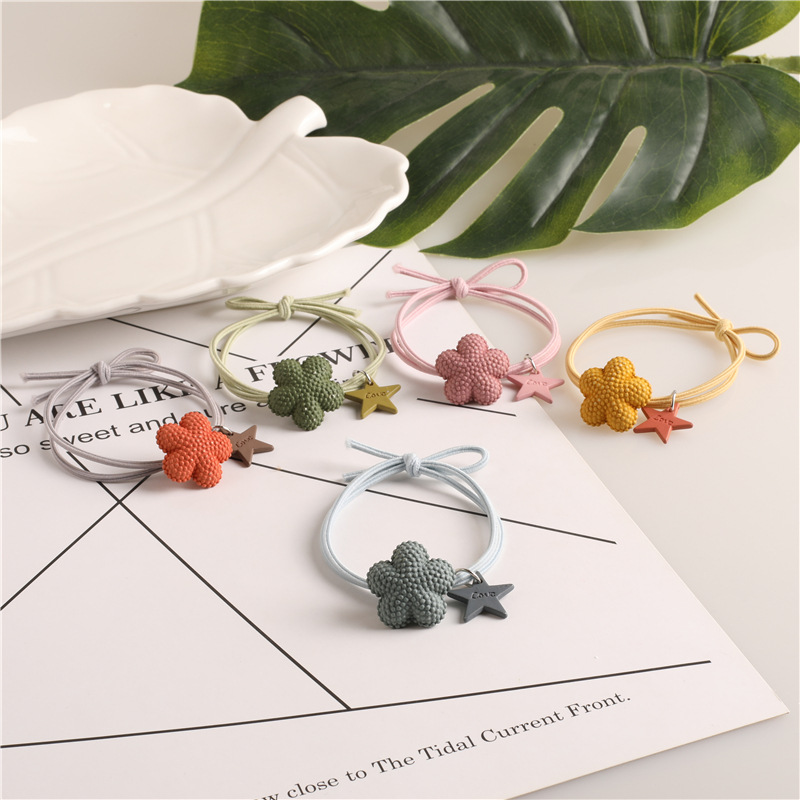 Korean style Instagram popular hair tie, creative cartoon five-pointed star flower hair band, hair tie rubber band, high-elasticity hair tie pic 18