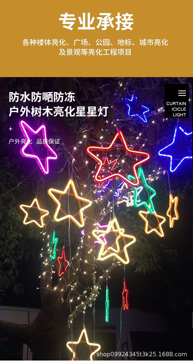 源头厂家五角星灯月亮雪花造型灯户外街道亮化灯节日装饰灯挂树灯详情1