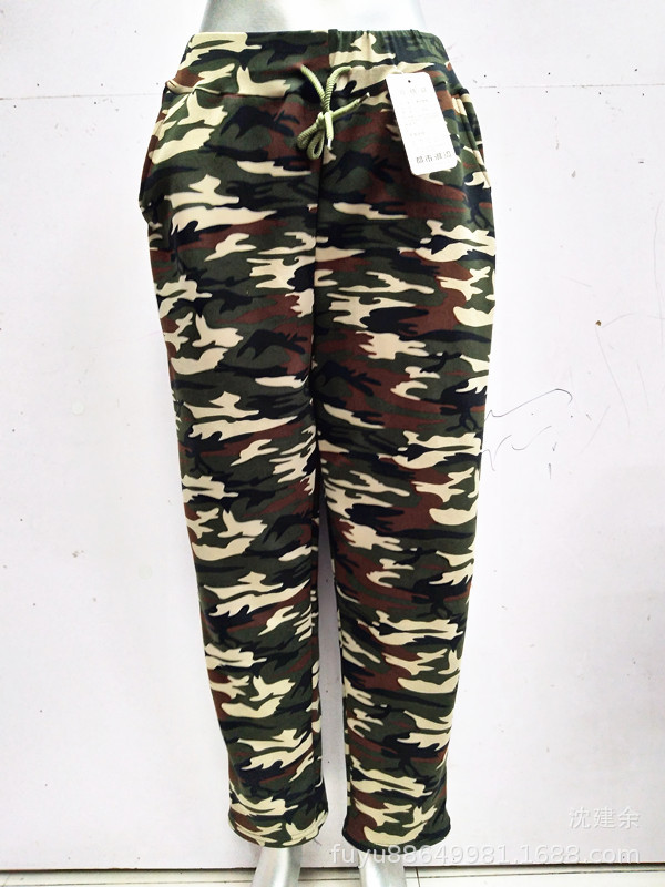 For middle-aged and elderly women in autumn and winter, add fat, oversized, brushed, drawstring camouflage pants, and add fleece milk silk casual leggings for small feet pic 7