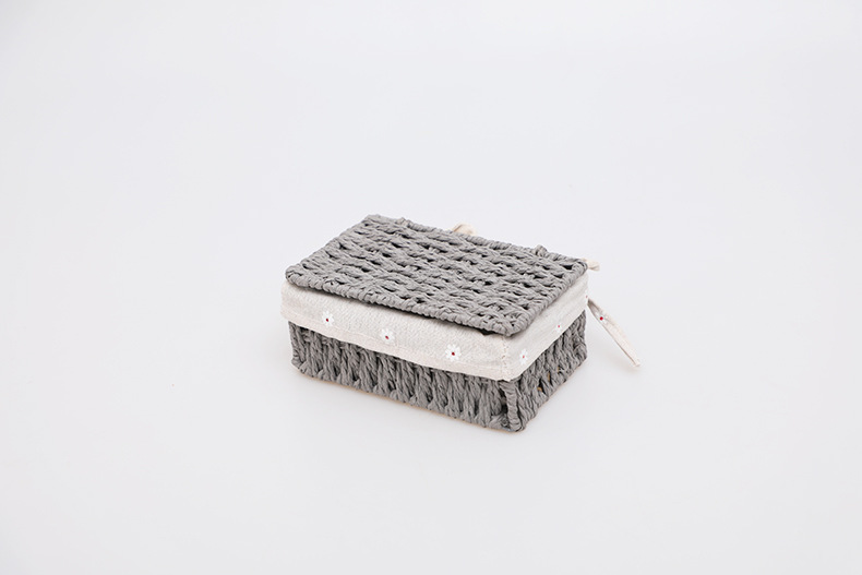 Imitation rattan woven fabric storage basket, dirty clothes, socks, tissue storage box, rectangular dried fruit and snack storage basket set pic 18