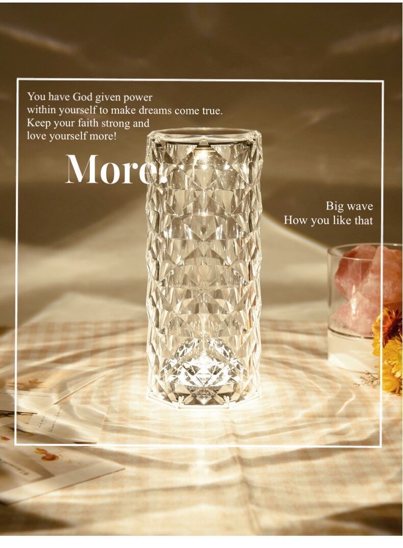 西班牙水晶台灯 网红氛围玫瑰灯北欧创意小夜灯 床头装饰钻石台灯详情15