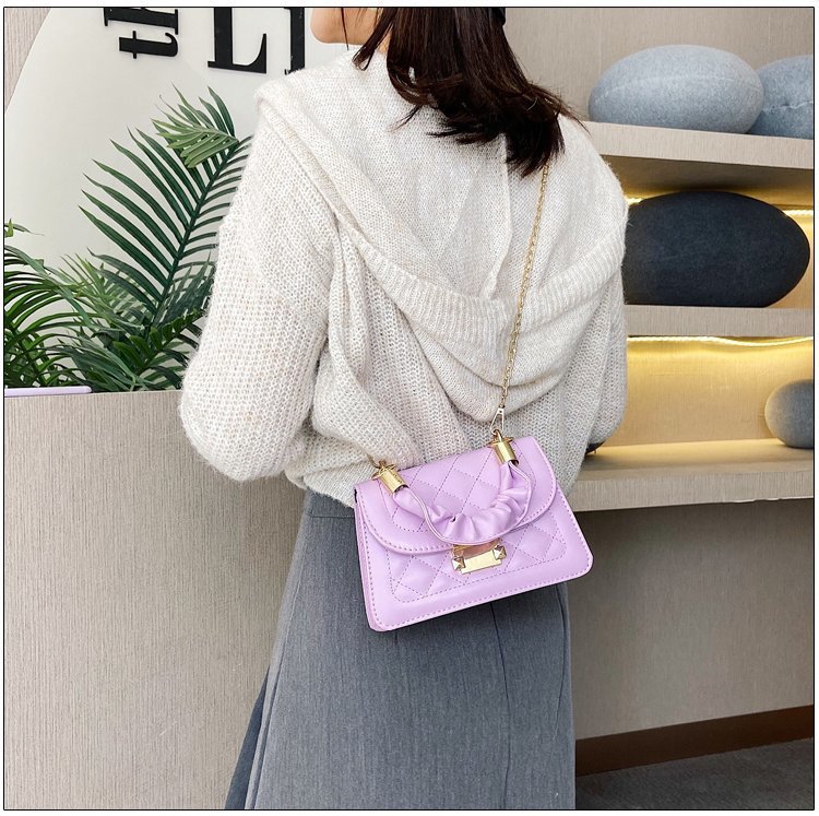 2024秋季新款时尚链条包包女斜挎包小方包简约菱格腋下包单肩包详情24