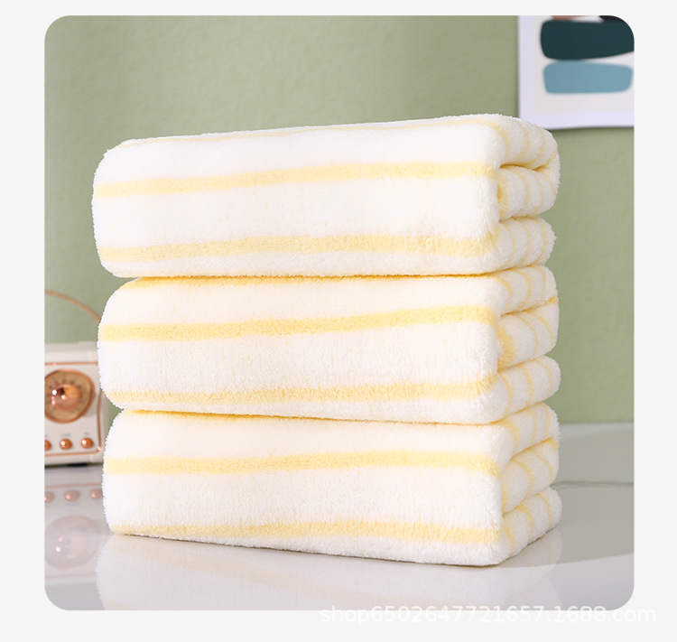 新款外贸珊瑚绒条纹毛巾加厚吸水不掉毛家用成人洗脸礼品毛巾LOGO详情17