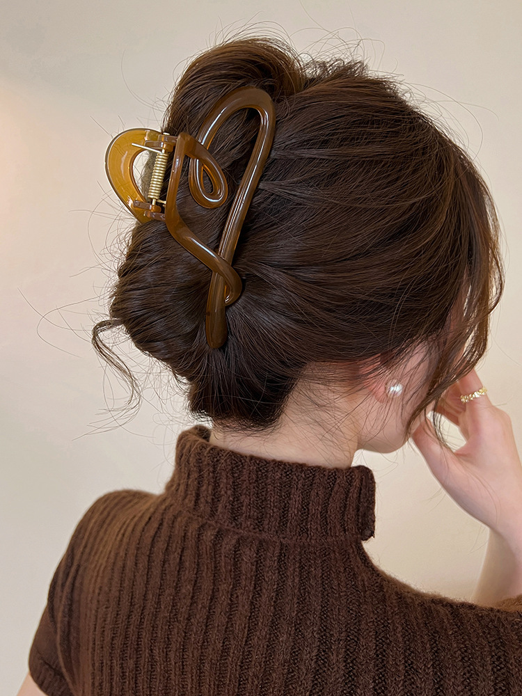 亚克力爱心抓夹女高级感气质鲨鱼夹发夹后脑勺夹子头饰简约发卡春详情9