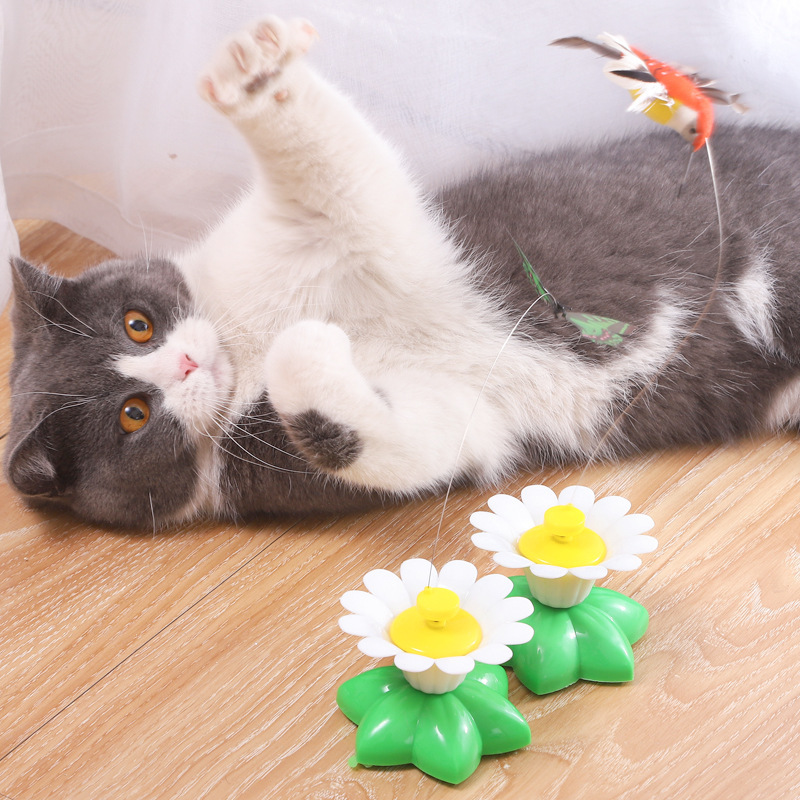 A fun, intelligent, automatic rotating cat toy with fluttering butterflies and flowers pic 23