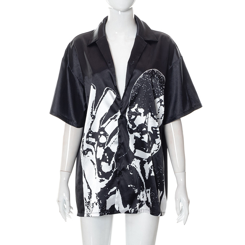 Europa Y22TP355 estampado de moda mujer de otoño los nuevos INS cuello POLO rebeca casaca T 桖 mujeres pic 24