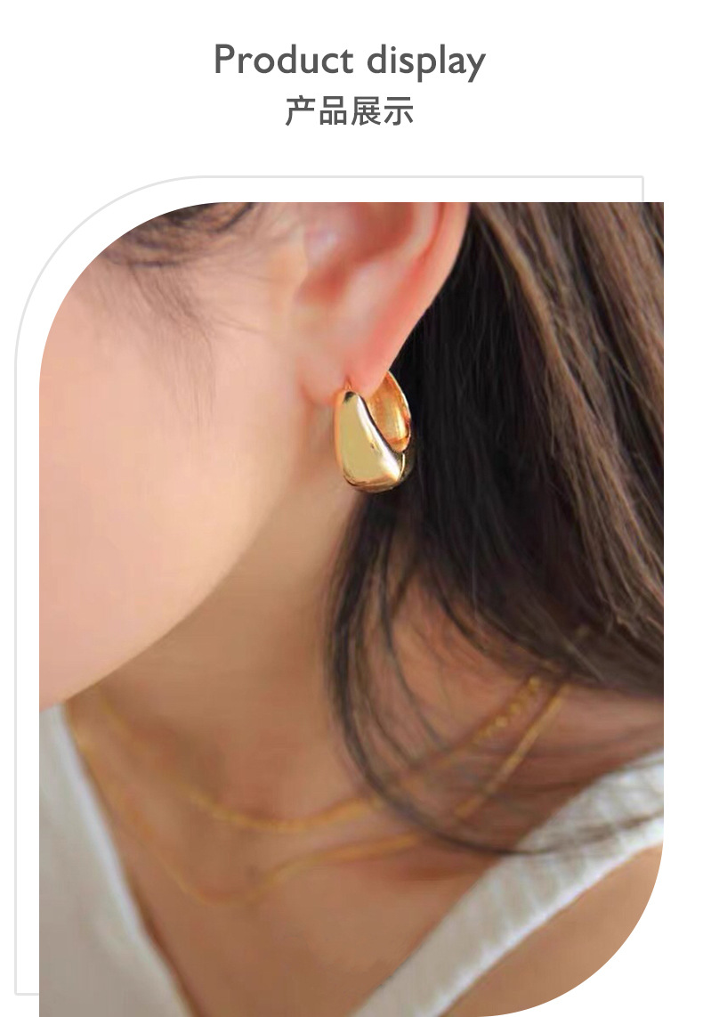 法式复古CELI冷淡风高级感耳扣黄铜18K真金简约圆圈气质耳环详情8