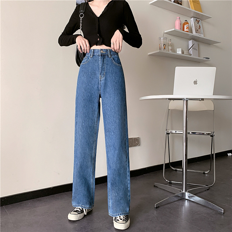 Spring 2021 new loose jeans for petite women, high-waisted and slimming, wide-leg and straight-leg pants, trendy on Instagram pic 16