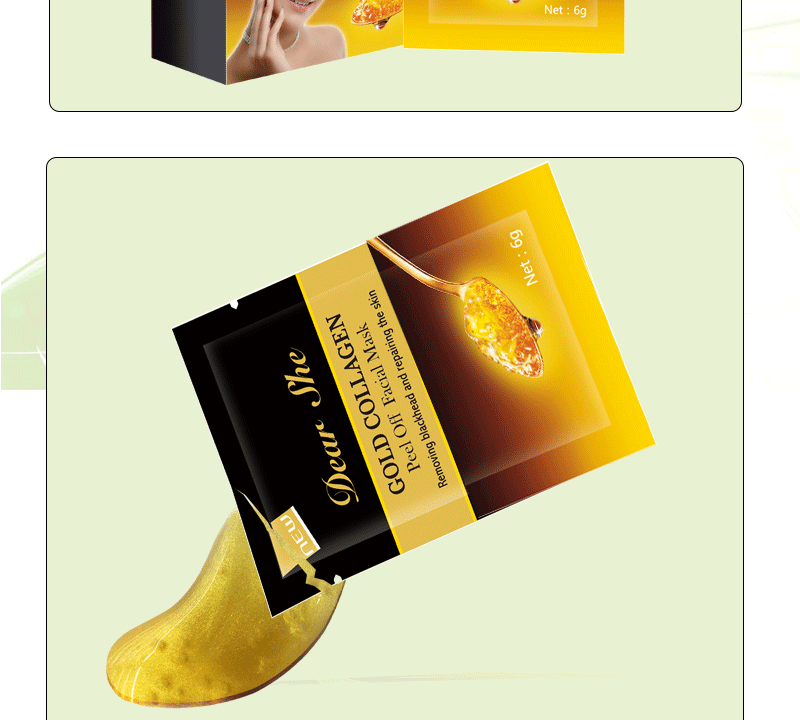 Dear She Gold Blackhead Removal Peel-off Mask T-Zone Care Blackhead Suction Gold Foil Nasal Mask Acne Removal and Firming pic 8