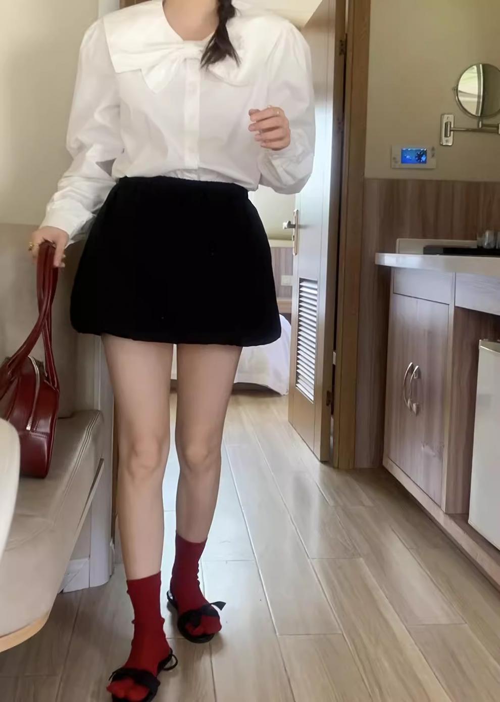 韩系设计感小众蝴蝶结娃娃领白色衬衫女2024春秋新款内搭别致上衣详情17