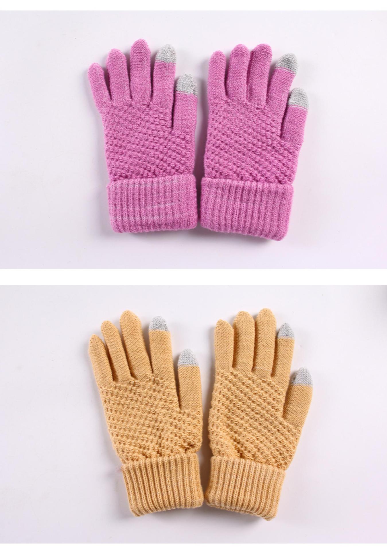 针织触屏手套女士秋冬季保暖弹力反口加绒手套加厚男女通用毛线手详情9