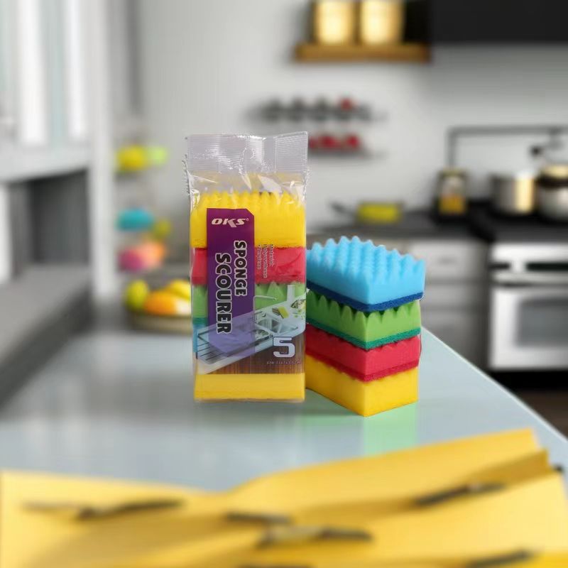 Factory wholesale high-density impregnated and sand-containing double-sided dishwashing sponges, cleaning sponges, sponge blocks, sponge scouring pads, OKS pic 3