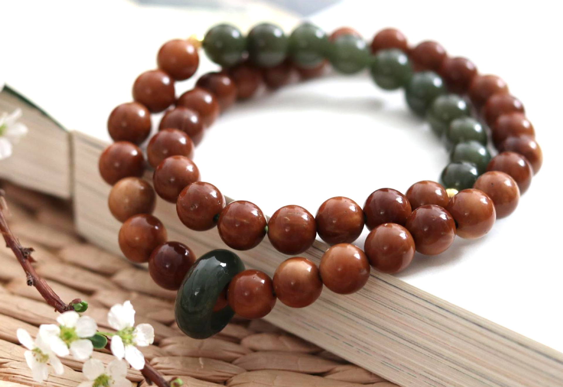 天然精品库克菩提气质手串和田玉跑环双圈文艺手持国风情侣款手链详情9