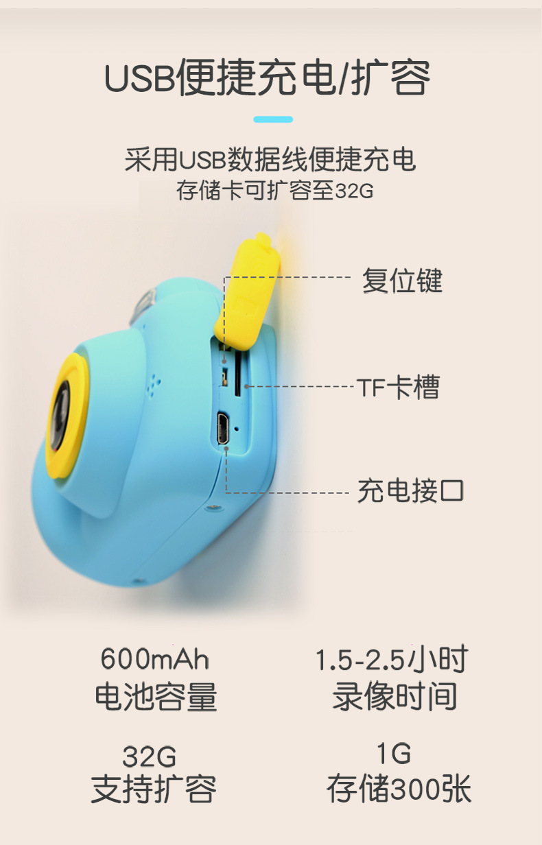D6前后1800W可自拍小单反双摄玩具照相机礼品mini相机详情7