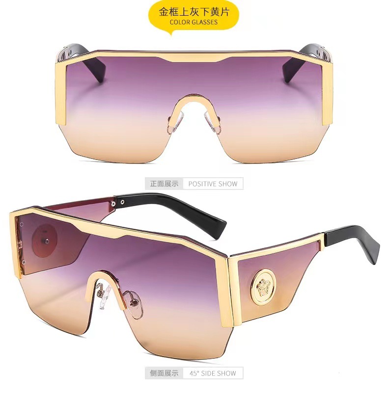 European and American fashionable one-piece glasses for men and women, large-framed sunglasses for street snaps, wide-leg anti-ultraviolet head glasses pic 15