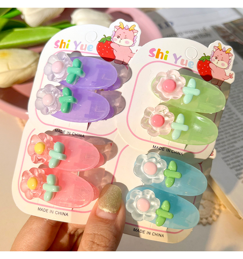 夏季花朵儿童发夹批货小女孩椭圆夹边夹碎发夹可爱学生小夹子头饰详情7