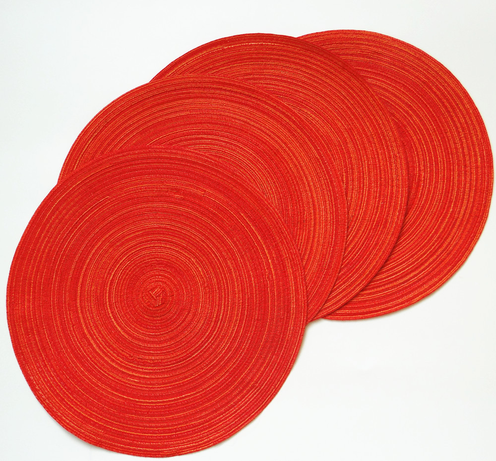 Nordic-style easy-to-maintain home dining table baking food background round heat insulation mat, cotton yarn imitation table mat pic 5