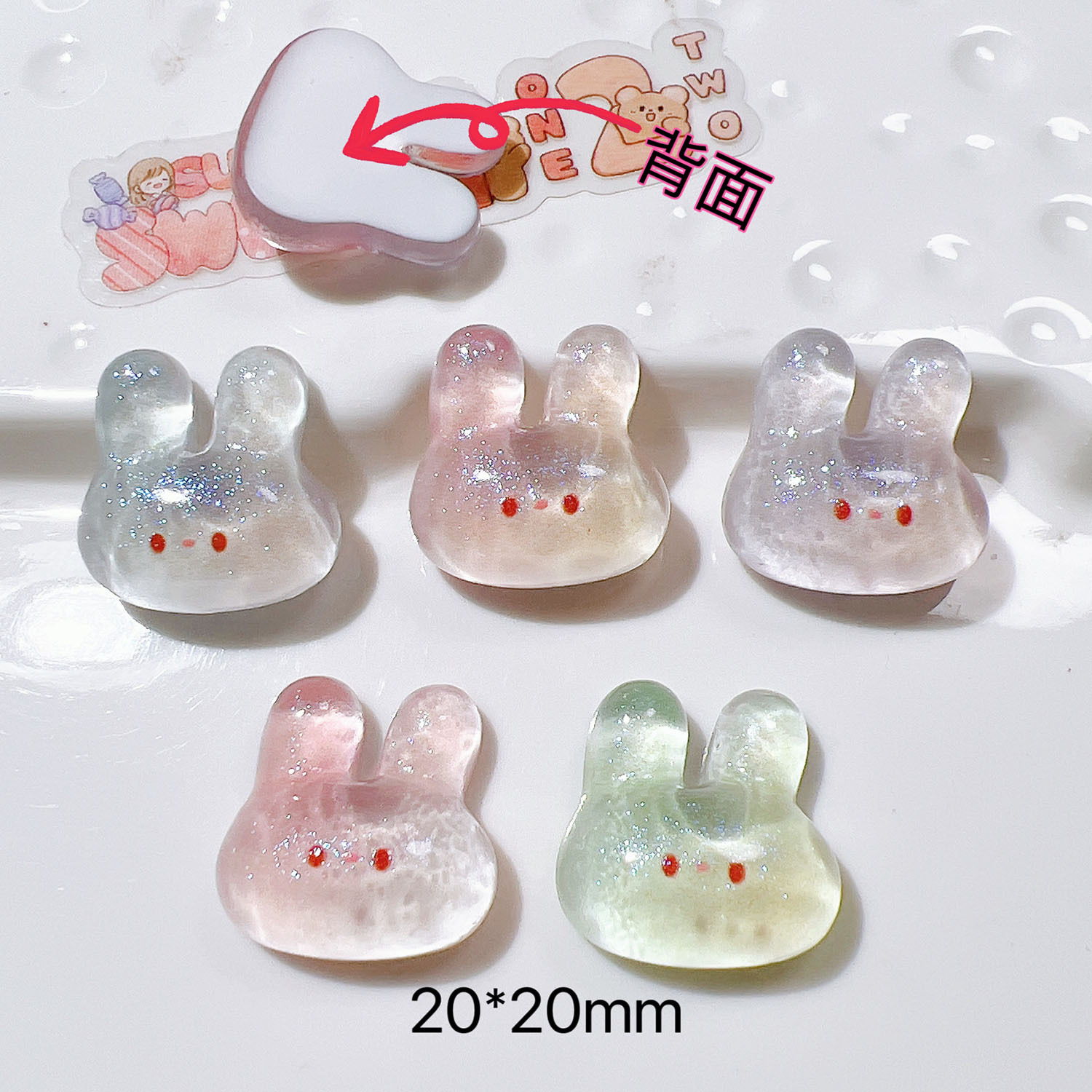 树脂配件批发diy配饰鞋扣手工材料水杯贴奶油胶发饰渐变色花朵详情3