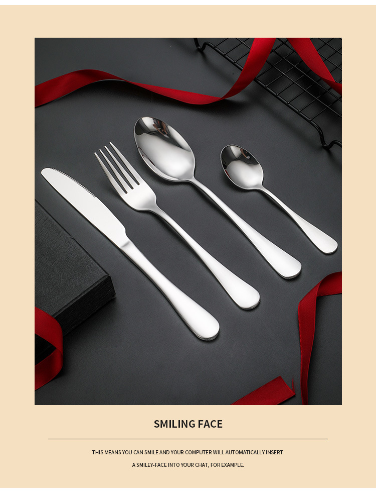 Amazon Stainless Steel Tableware Knife, Fork and Spoon Set, Cross-border Stainless Steel knife, fork and Spoon Gift Box 4-piece set, 24-piece set pic 6