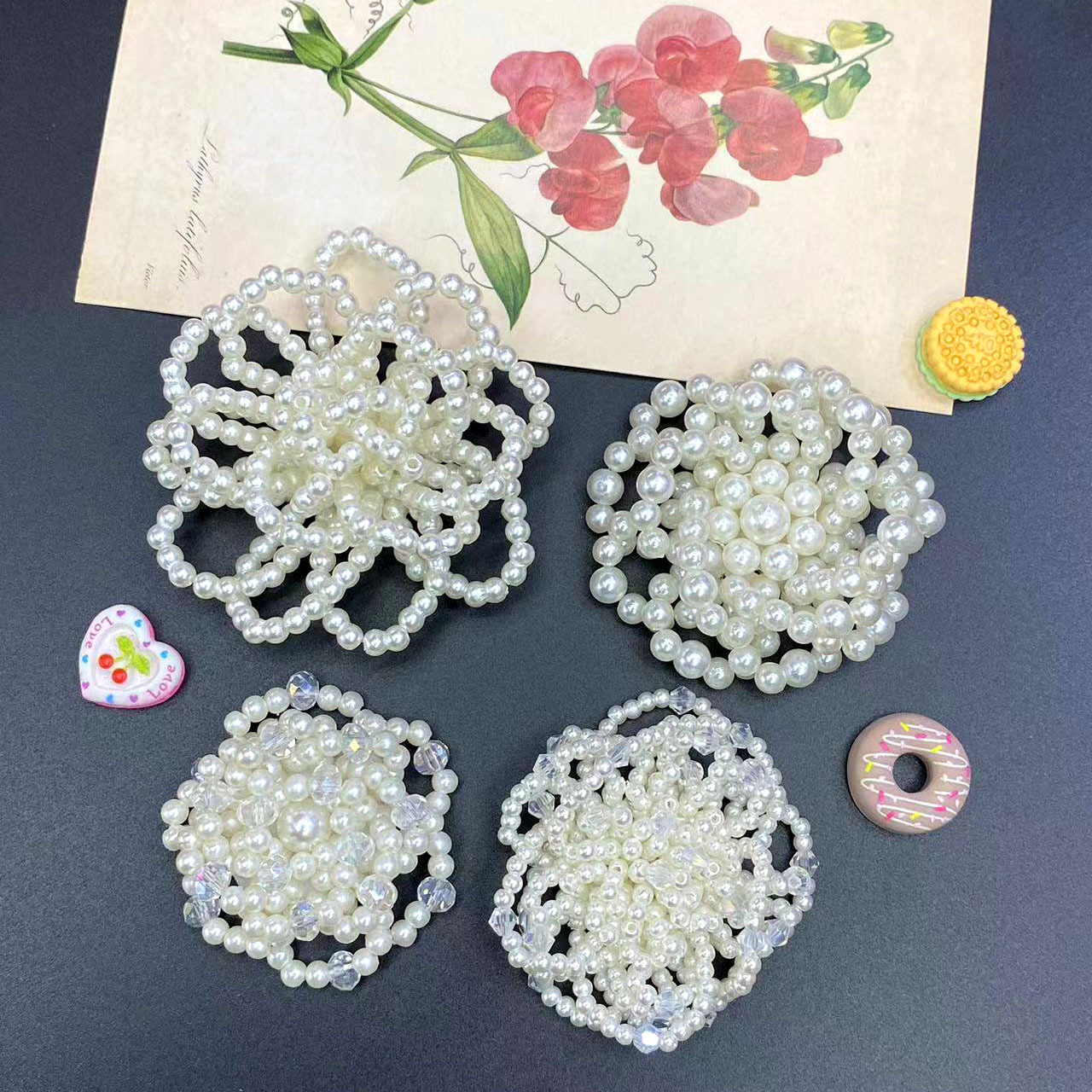 Línea europea y americana rosa forma de flor accesorios accesorios accesorios de pelo hechos a mano con cuentas zapatos y sombreros accesorios de ropa venta directa de fábrica al por mayor pic 2