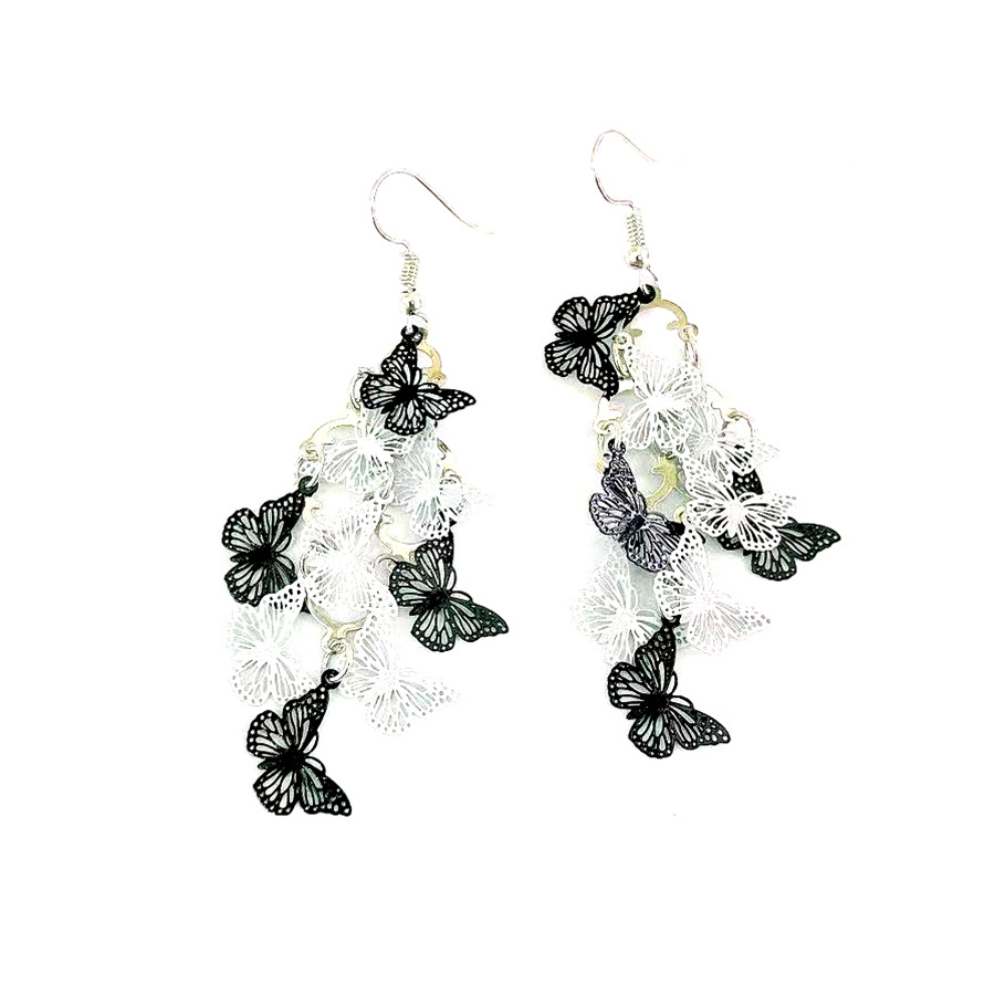 New diagonal flying seven-color dynamic butterfly earrings, European and American cross-border small nine-piece color-blocking computer piece earrings color order pic 17