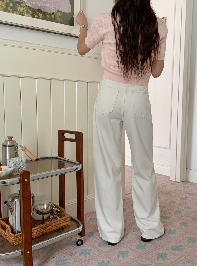 GAGD white Tencel wide-leg jeans for women, simple, loose and drape straight-leg jeans pic 22