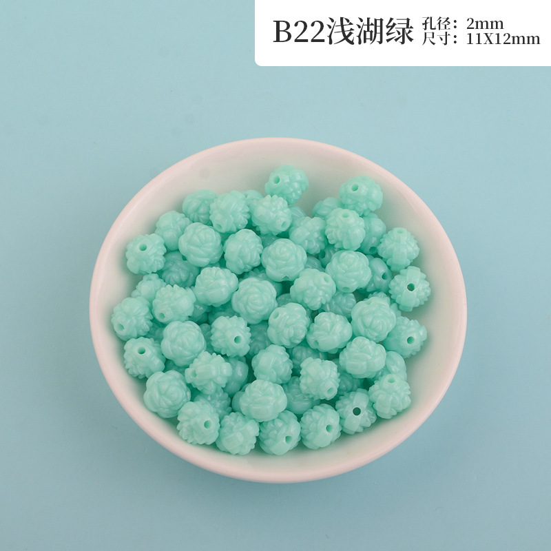 New macaron-colored camellia beads perforated solid rose loose beads diy beading material resin accessories pic 24