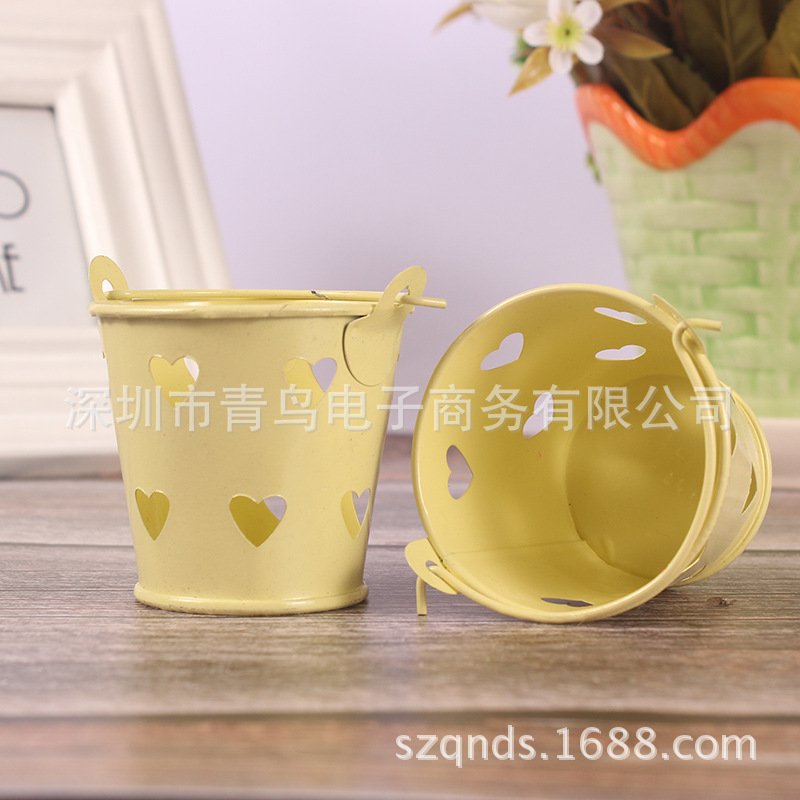 儿童糖果色镂空心形小铁桶创意桌面收纳铁皮桶马口铁迷你喜糖盒子详情34