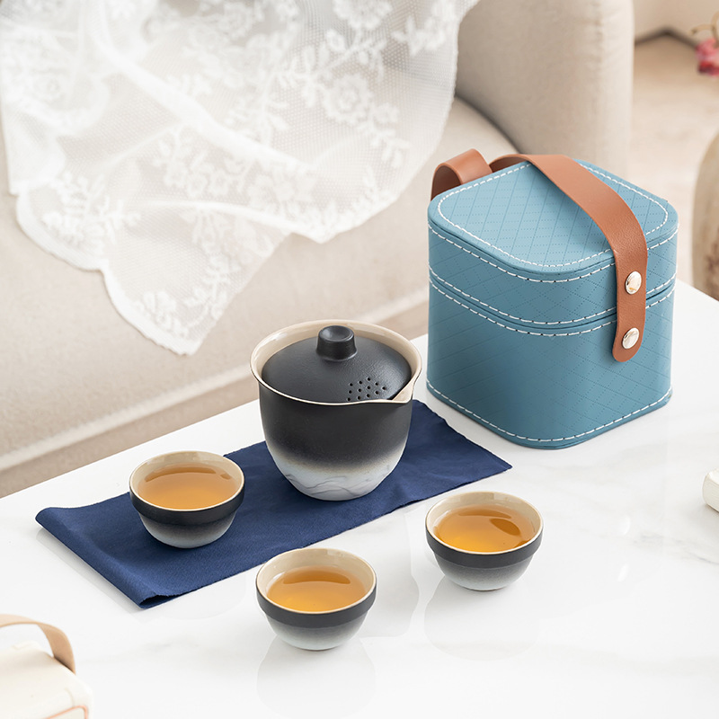 Wholesale portable travel tea sets, outdoor kung Fu tea set sets, Quick guest cups, festival Chinese-style business gifts, logo pic 1