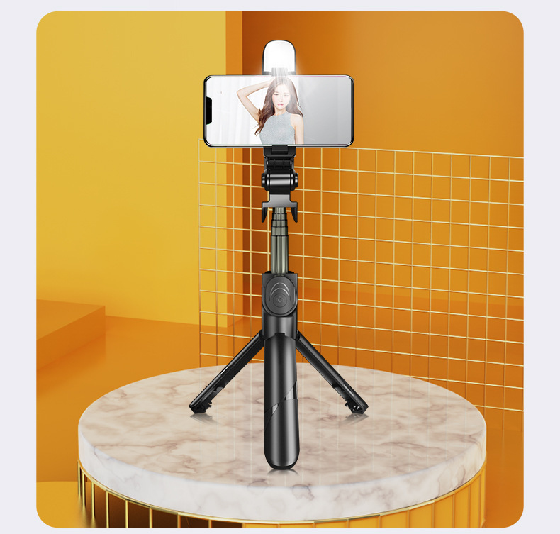 XT02S蓝牙自拍杆含美颜补光灯直播手机支架伸缩便携式手持三脚架详情15