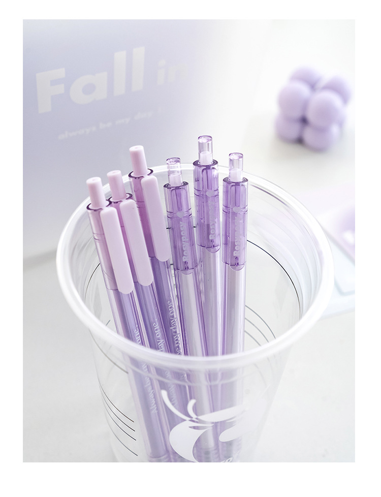 RosyPosy Stationery Blush Gel Pen Set: Horizontal transparent gradient gel pen with a girlish heart, push-button practice pen pic 18