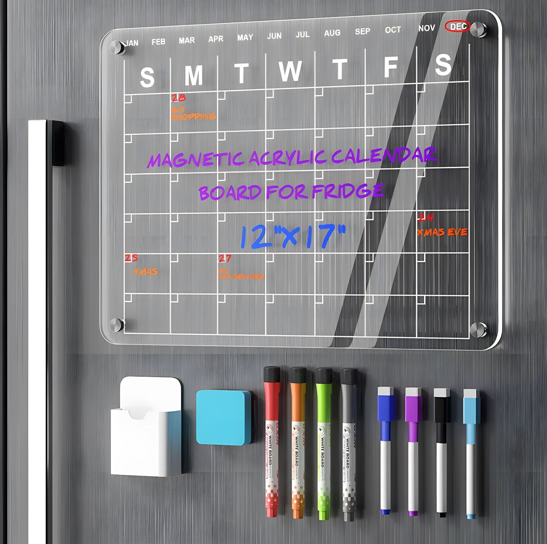 热销亚克力日历板周历月历透明强磁干擦板写字板磁性贴冰箱贴详情4