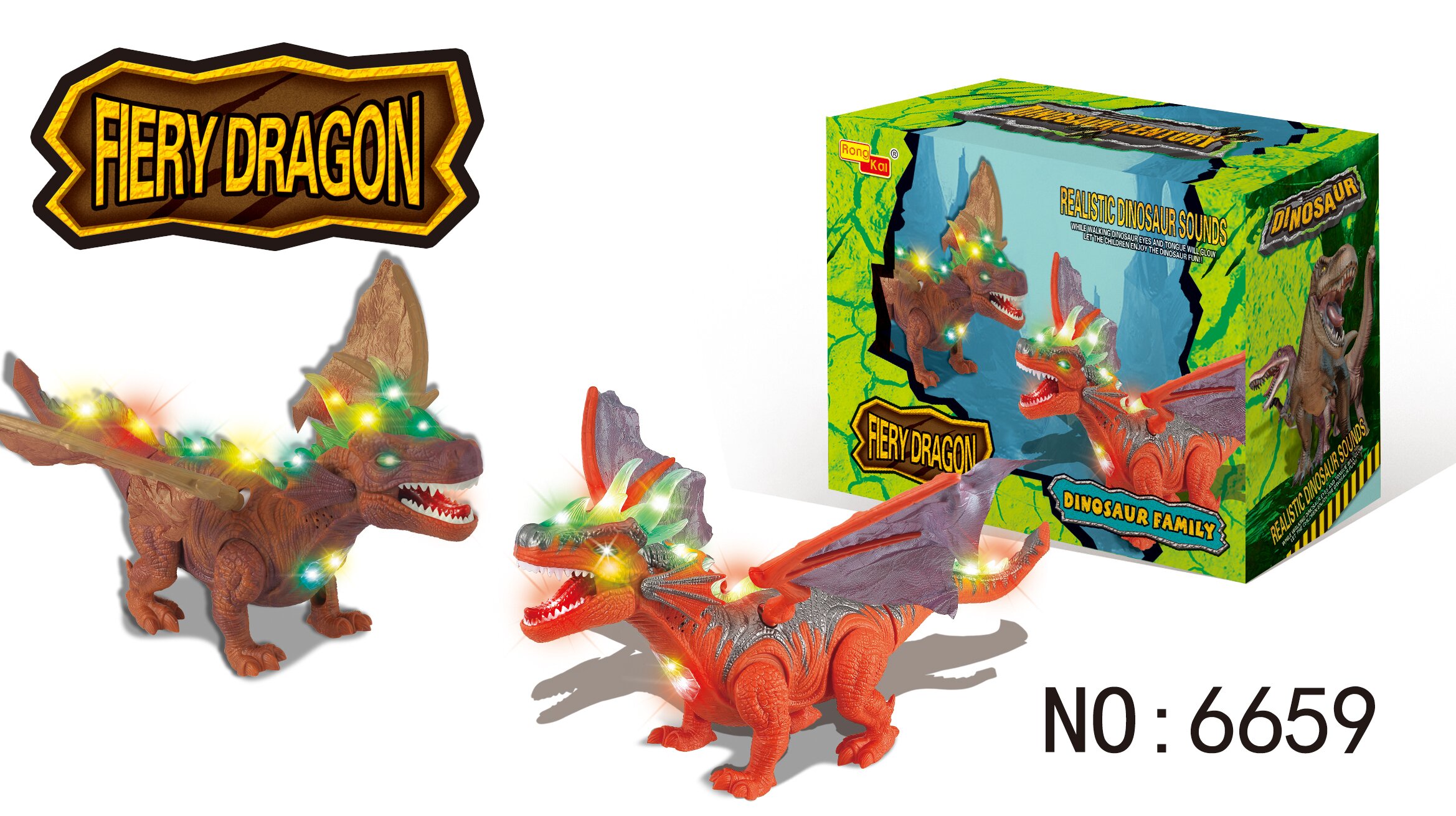 Wholesale of electric light, sound, walking three-headed dragon dinosaur model toys pic 8