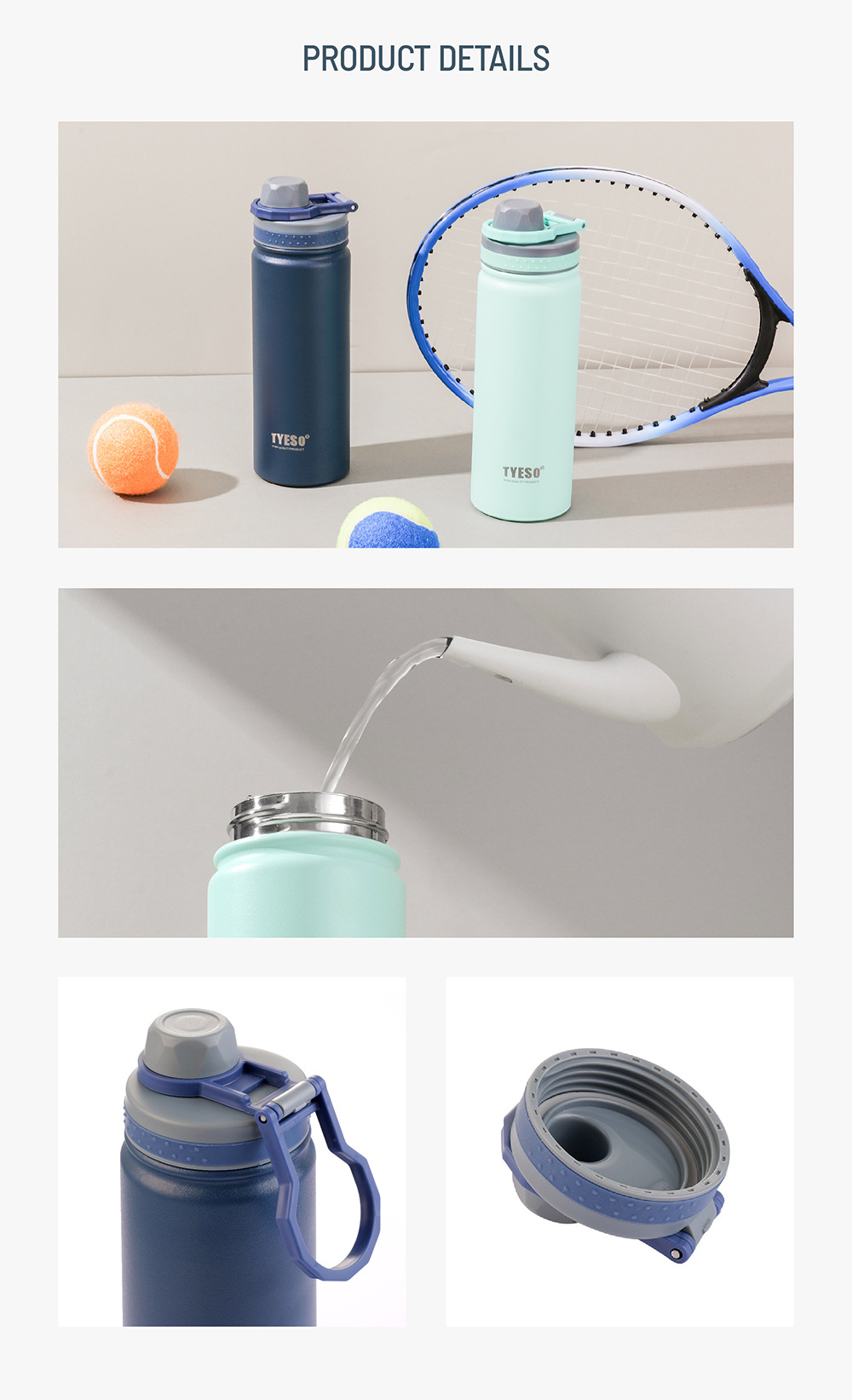 Cross-border foreign trade Taishuo insulated cup, large capacity 750ml outdoor sports water bottle, portable stainless steel water cup for men and women pic 5