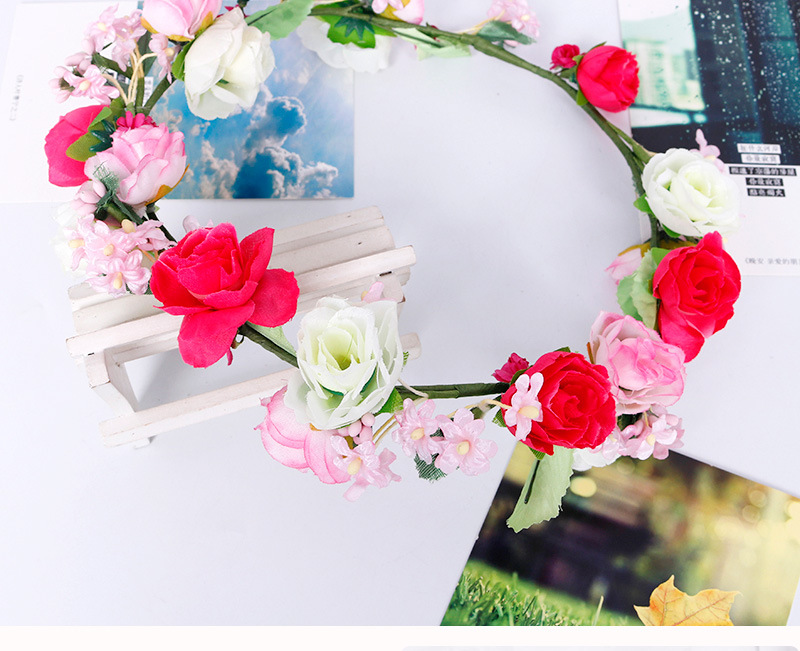 Xinyun Factory Direct sales of garland bride headwear, European and American Bohemian summer pink hair bands, Hawaiian headwear accessories pic 5