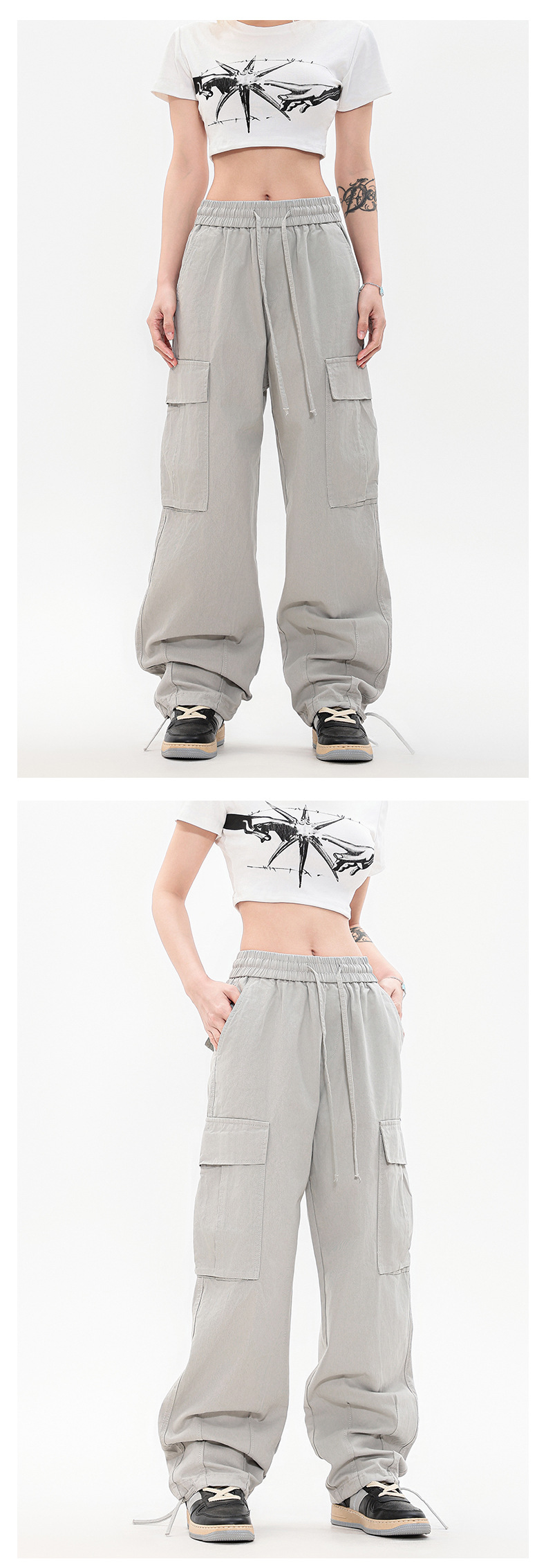 OREETA丨vintage直筒工装裤女可调节日系工装裤潮牌阔腿工装裤男详情25