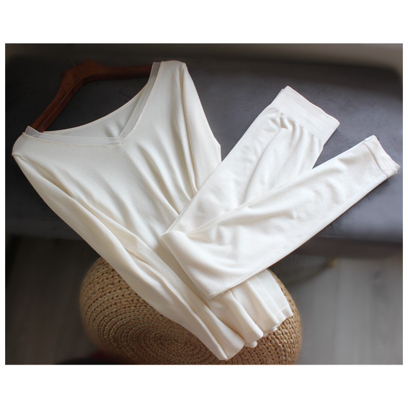 秋衣秋裤女薄款套装保暖内衣女不加绒蕾丝低胸单层性感打底线衣裤详情44