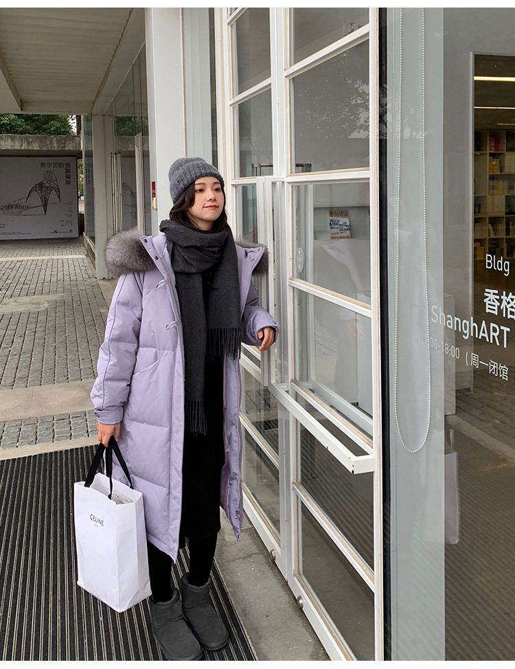 The new mid-length, fashionable, large-collar, loose and thickened white duck down warm jacket for women in winter 2021 is trendy pic 25